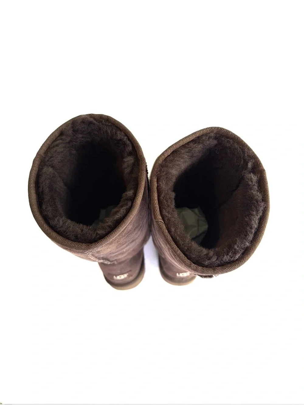 UGG 5815 Classic Tall Chocolate Brown Suede Boots Women Size 7 Sheepskin Lined