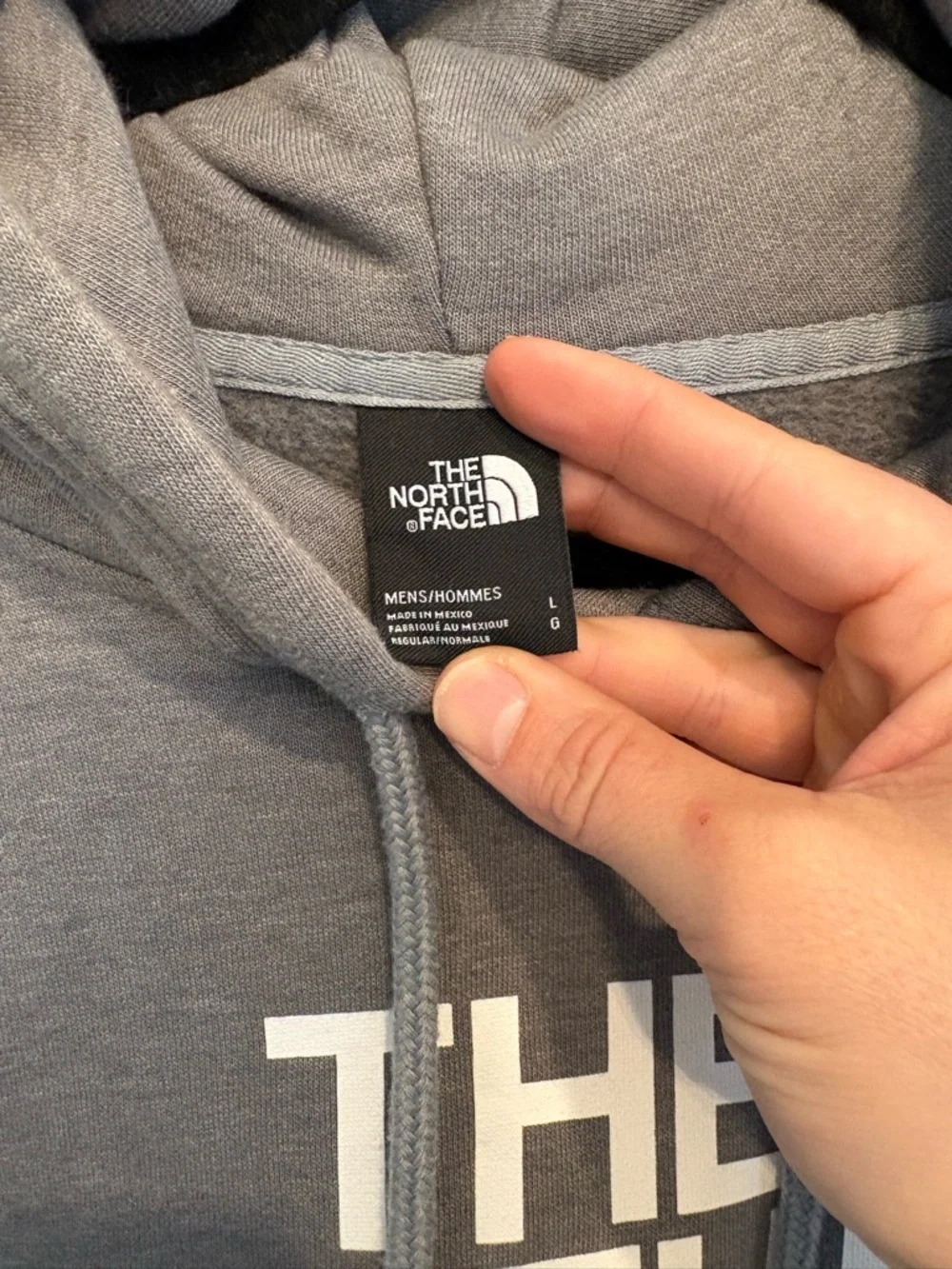 The North Face Gray Logo Hoodie Men’s Large Pullover Sweatshirt Outdoor Casual