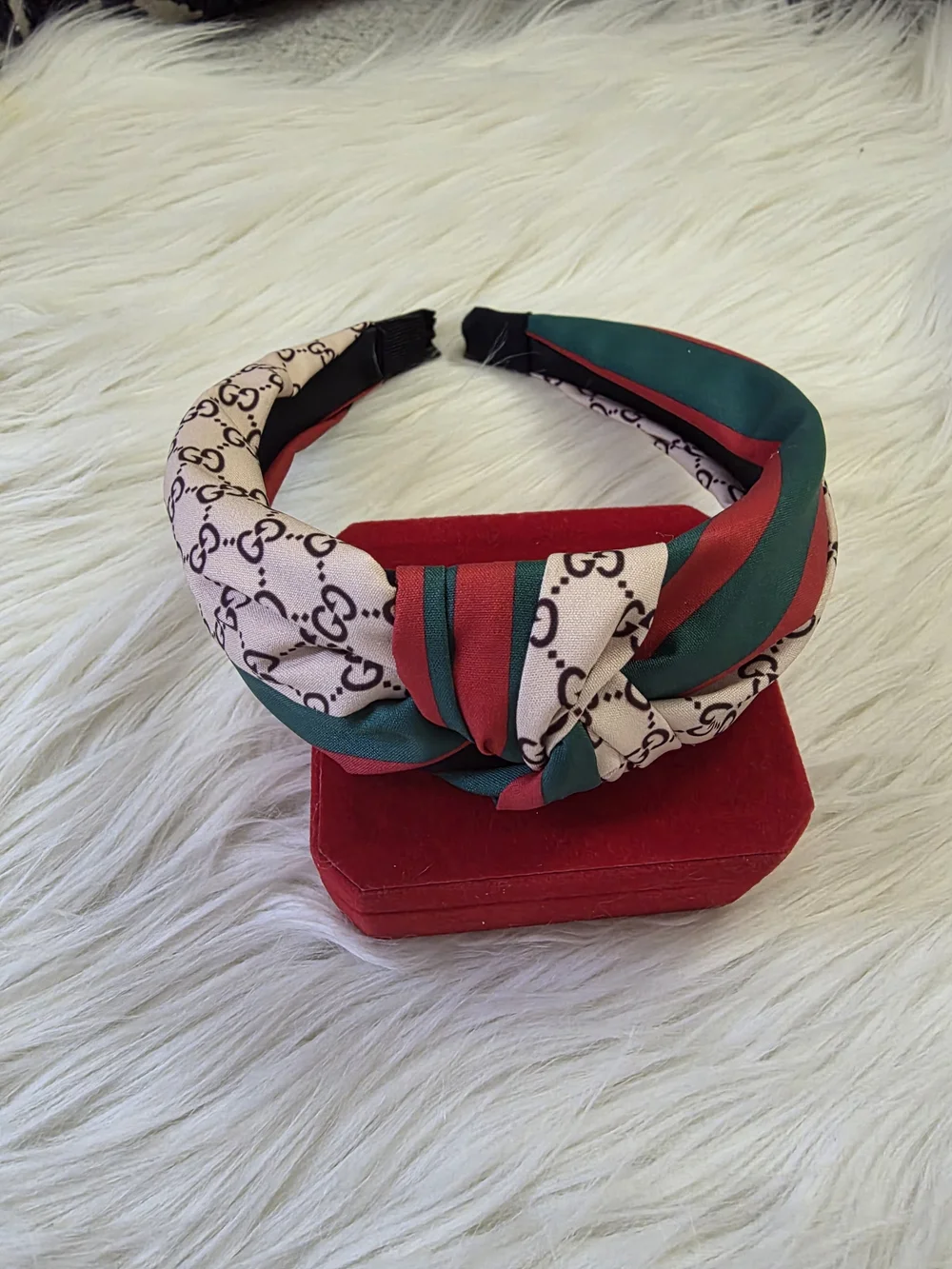 Luxury-Inspired Green and Red Knotted Headband