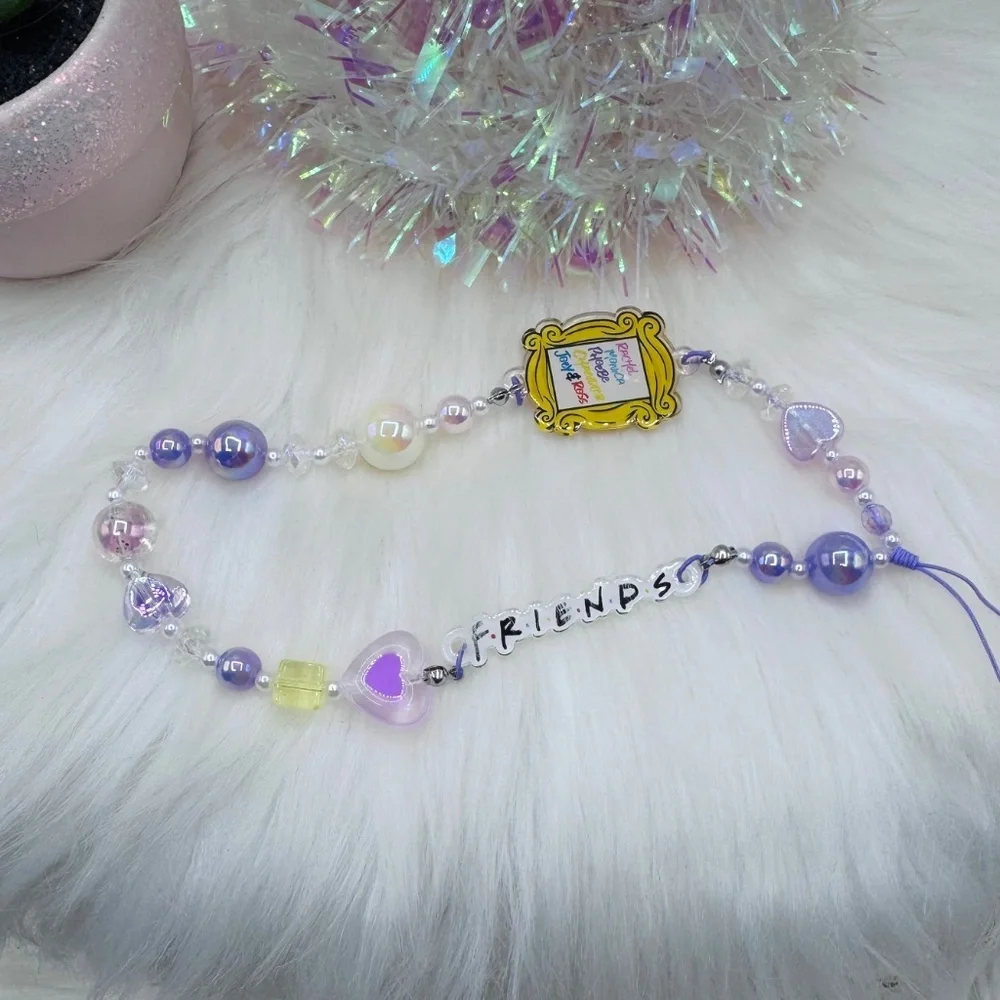 Friends Themed iPhone 17 Pro Case with Matching Beaded Strap