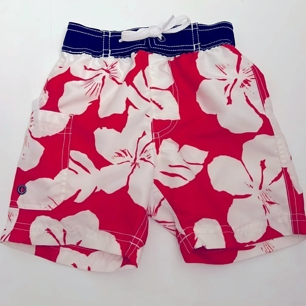 Hanna Anderson Little Boys Swim Trunks Hawaiian Print Size 80 NWOT 18/24 m