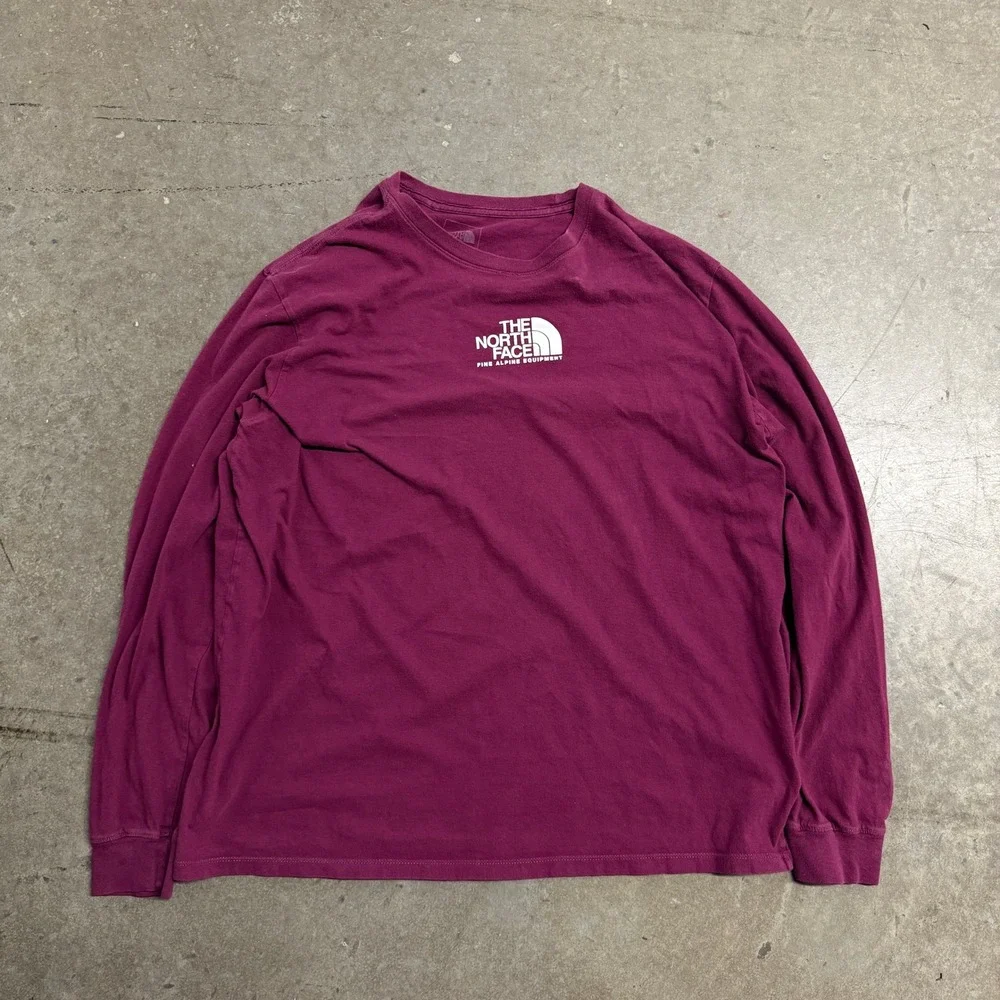 The North Face Mens XL Long Sleeve Graphic Tee Burgundy Fine Alpine Equipment