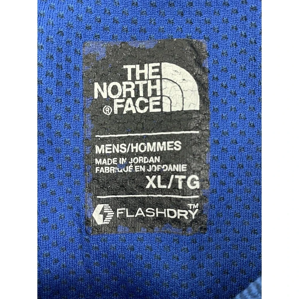 The North Face Polo Shirt Mens XL Blue Snap FlashDry Lightweight Hike Outdoors