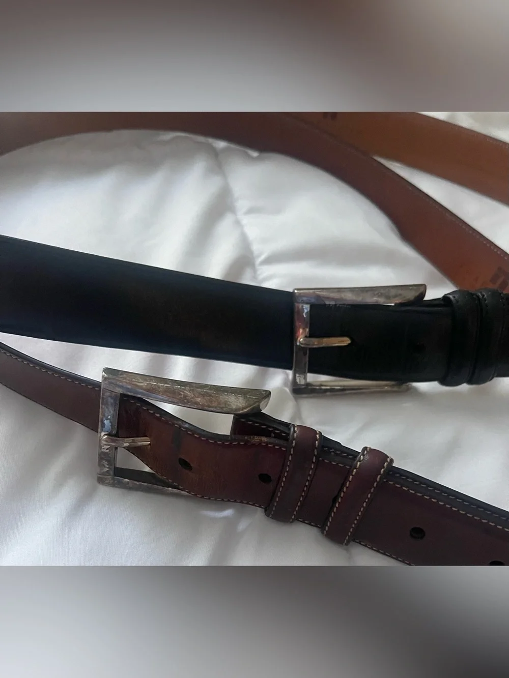 Trafalgar Leather Belt Lot Pair Size 38 Brown & Black Easton Connecticut USA