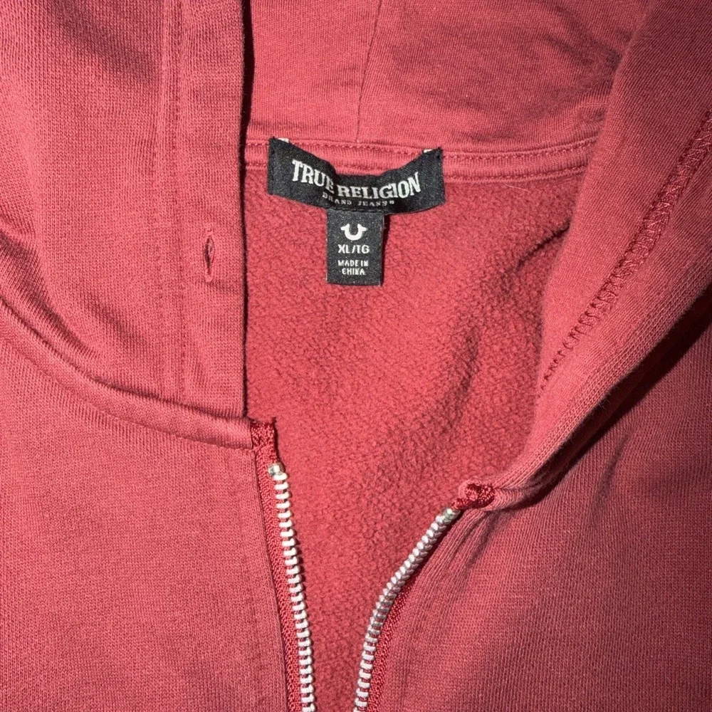 True Religion Cotton Graphic Full Zip Hoodie Maroon Men's Size XL