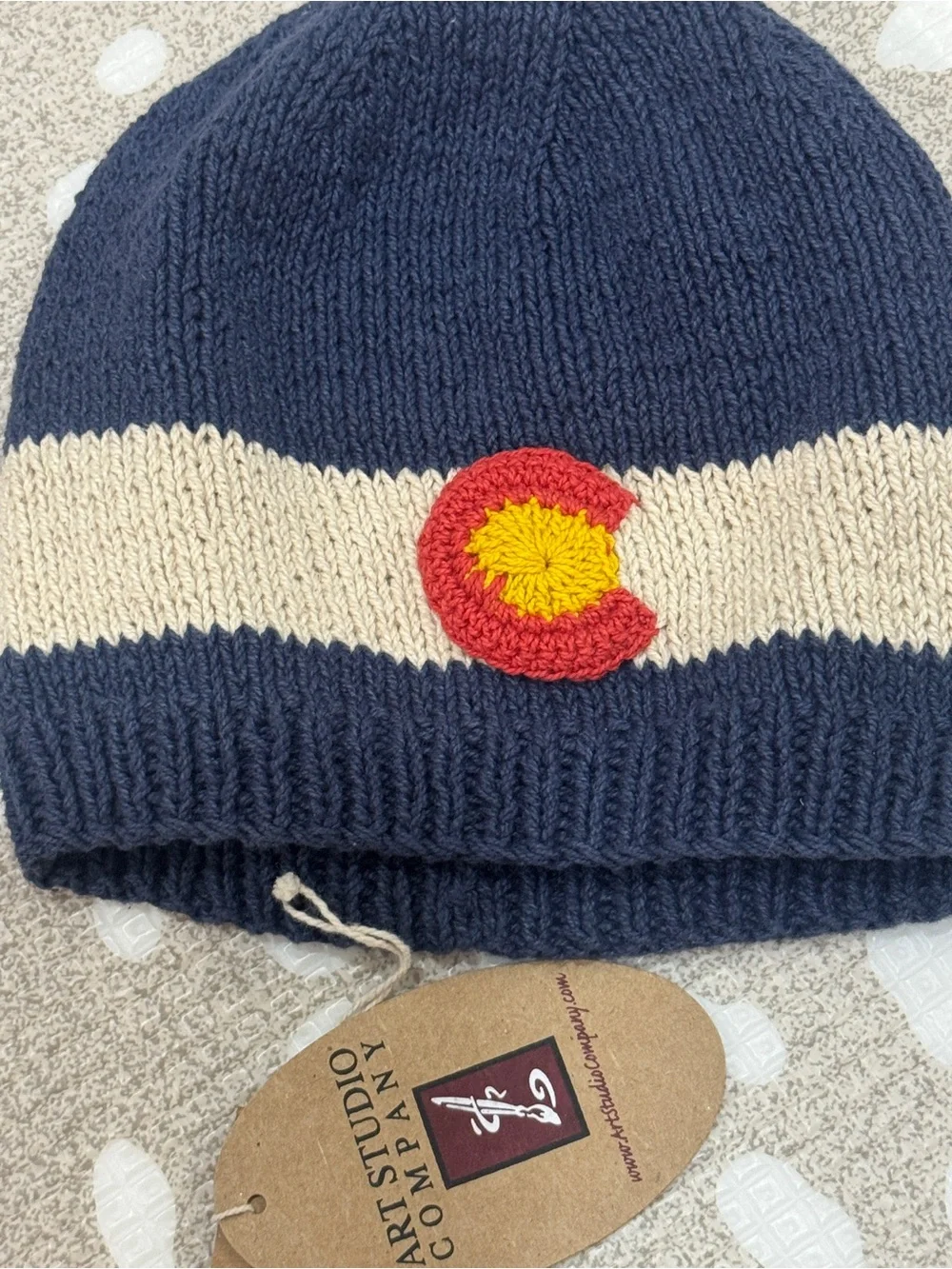 NWT Colorado flag beanie handmade knit cotton crochet toddler kids winter unisex