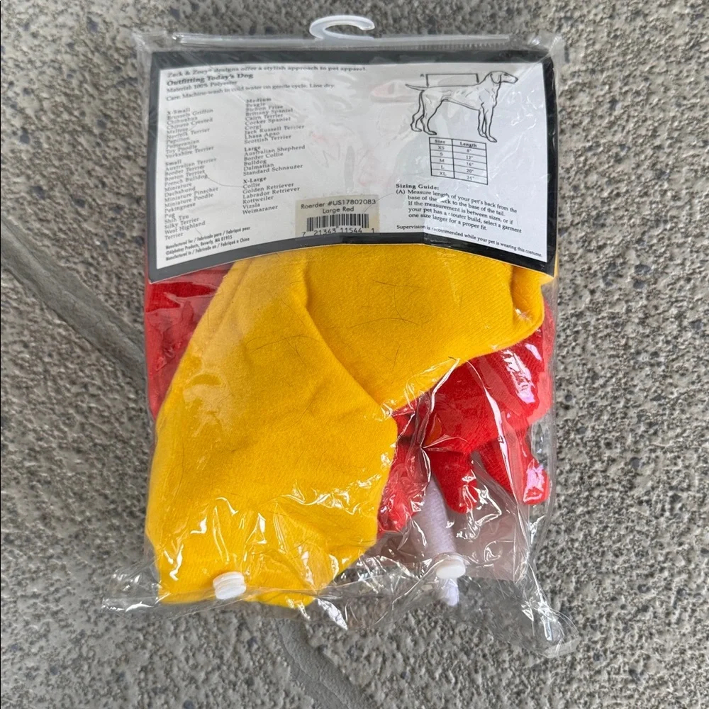 Zack & Zoey red yellow Chinese dragon dog costume size large