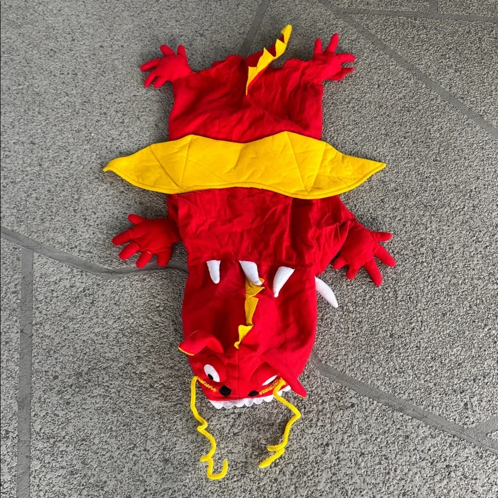 Zack & Zoey red yellow Chinese dragon dog costume size large