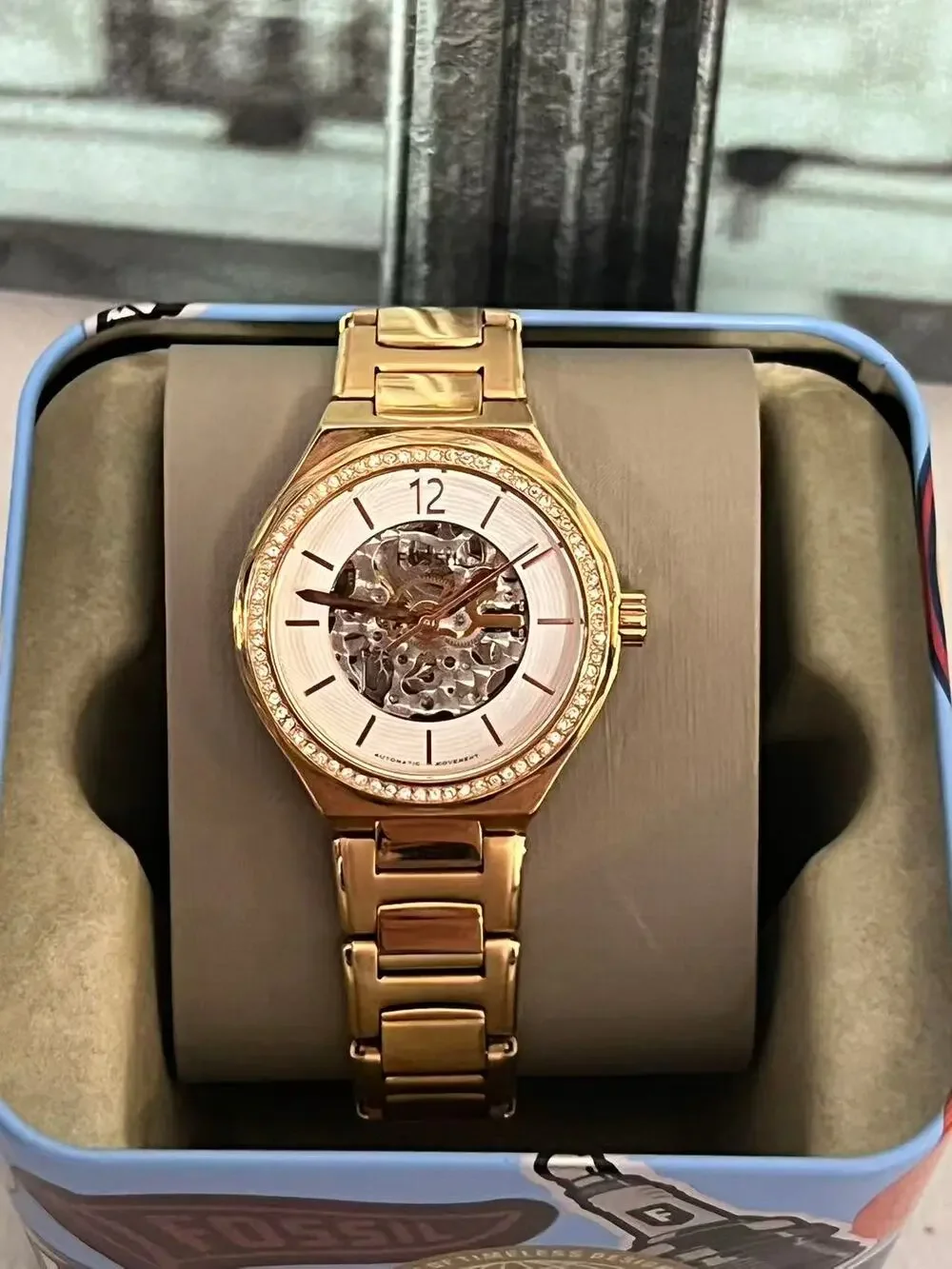 Fossil BQ3781 Eevie Automatic Skeleton Rose Gold Stainless Steel Ladies Watch