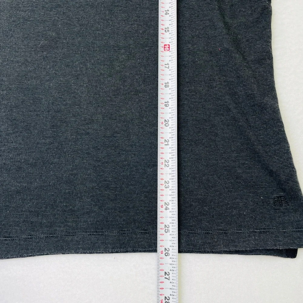 Banana Republic Mens Large Polo Shirt Navy Blue Gray Micro Stripe Short Sleeve