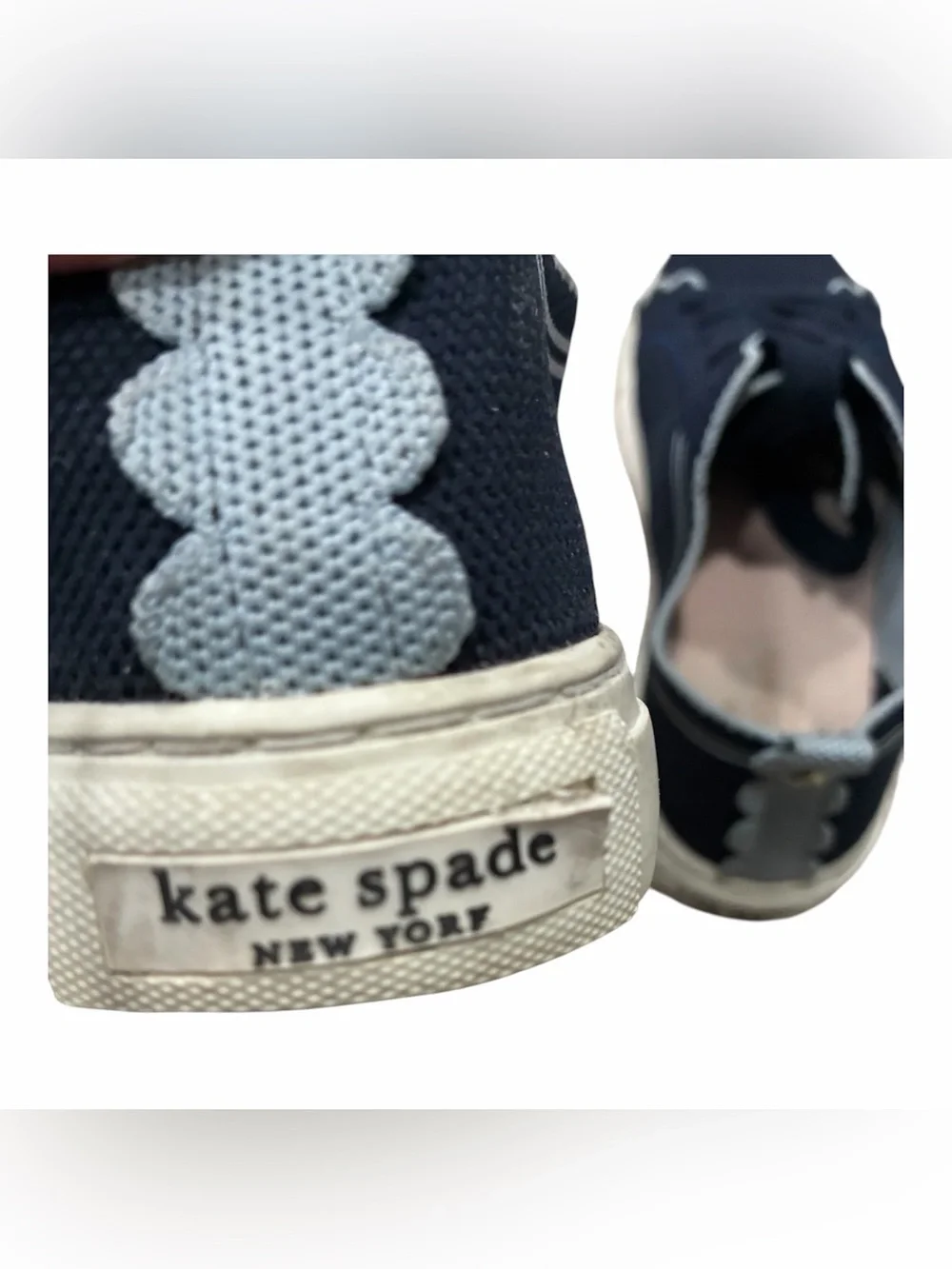 Kate Spade New York Ainslee sneakers in navy blue with signature scalloped trim