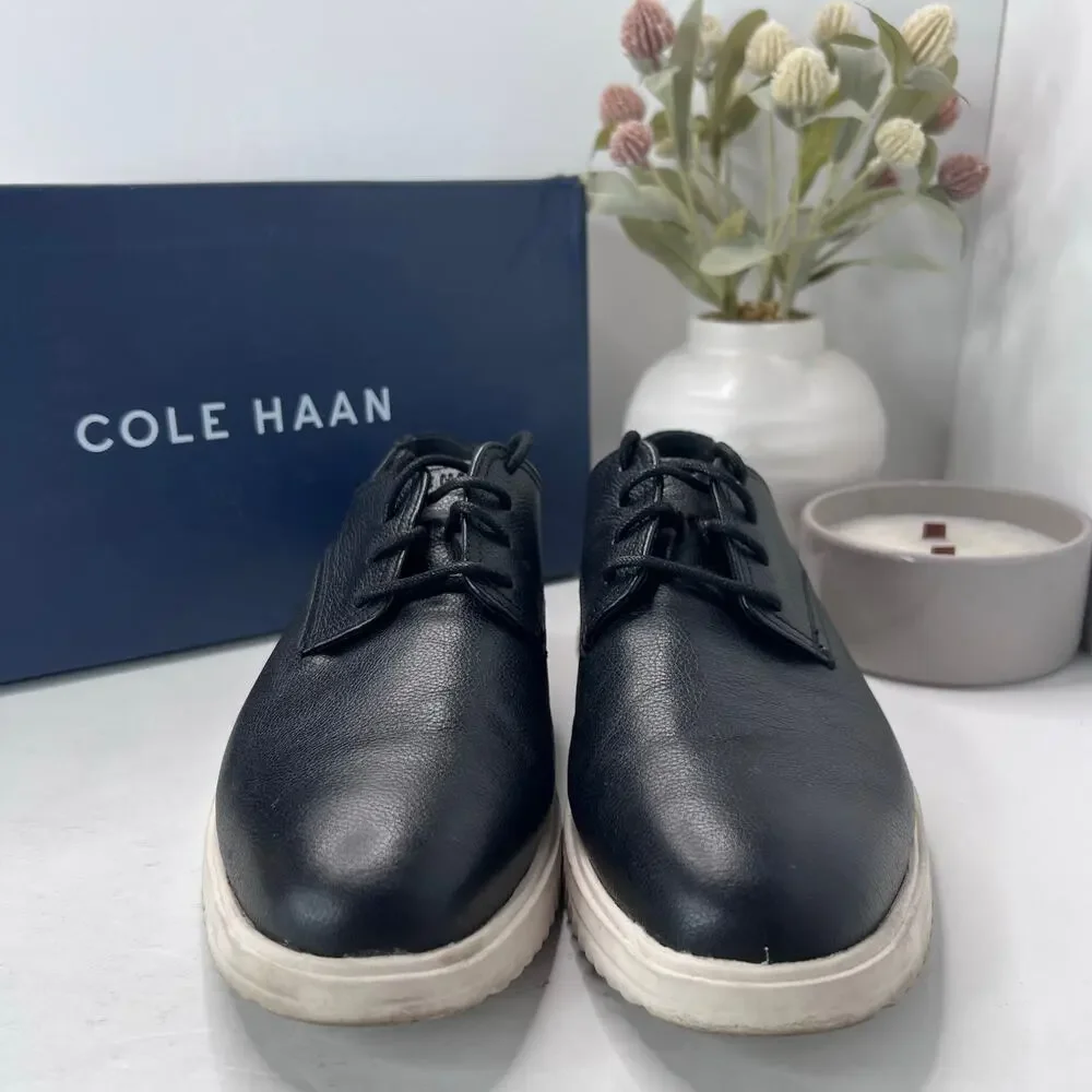 Cole Haan Grand Plain Leather Oxford Lace Up Black C36934 Men’s 7 Wide