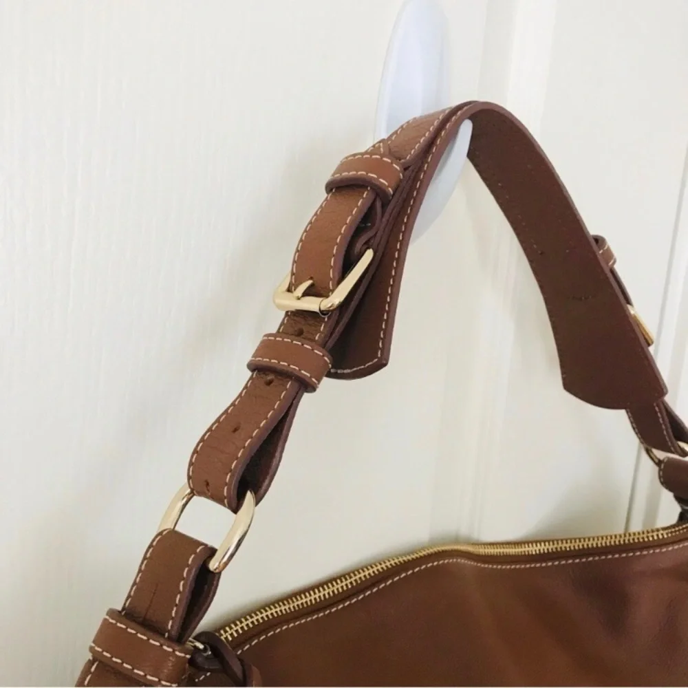 Dooney & Bourke Dillen Brown Bark Pebble Leather Hobo Shoulder Bag (Large Size)