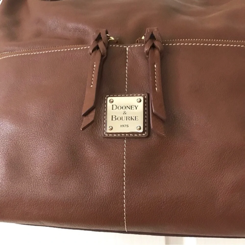 Dooney & Bourke Dillen Brown Bark Pebble Leather Hobo Shoulder Bag (Large Size)
