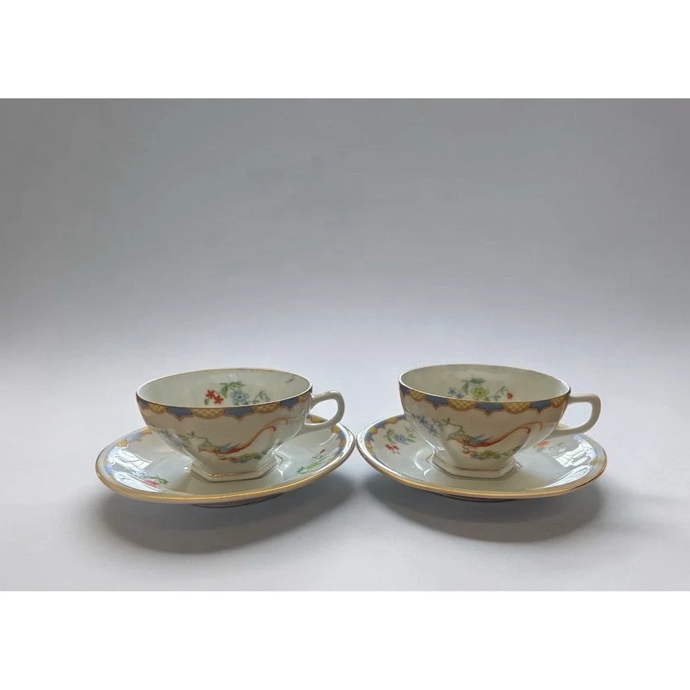 Golden‎ Pheasant (Octagonal) tea cup and saucers set of 2
