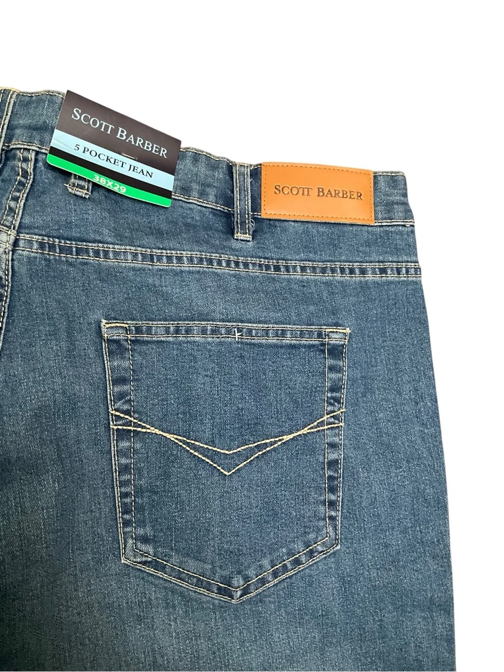 Scott Barber Men's Jeans Straight-Fit Stretch Denim Blue Size 38 X 29 NWT