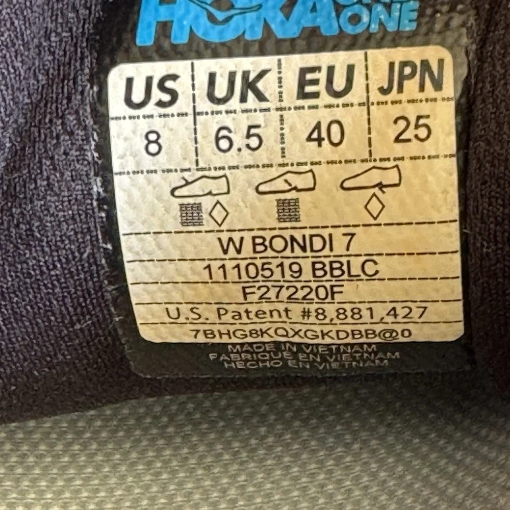 Size 8 - Hoka One One HOKA Bondi 7 Black W 1110519 BBLC