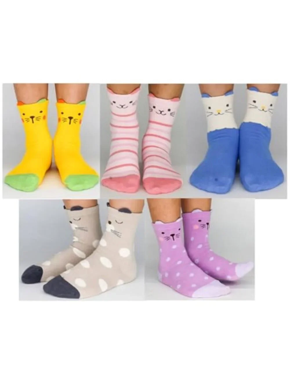 5 Pairs Kids Girls Fashion Cotton Crew Cute Socks