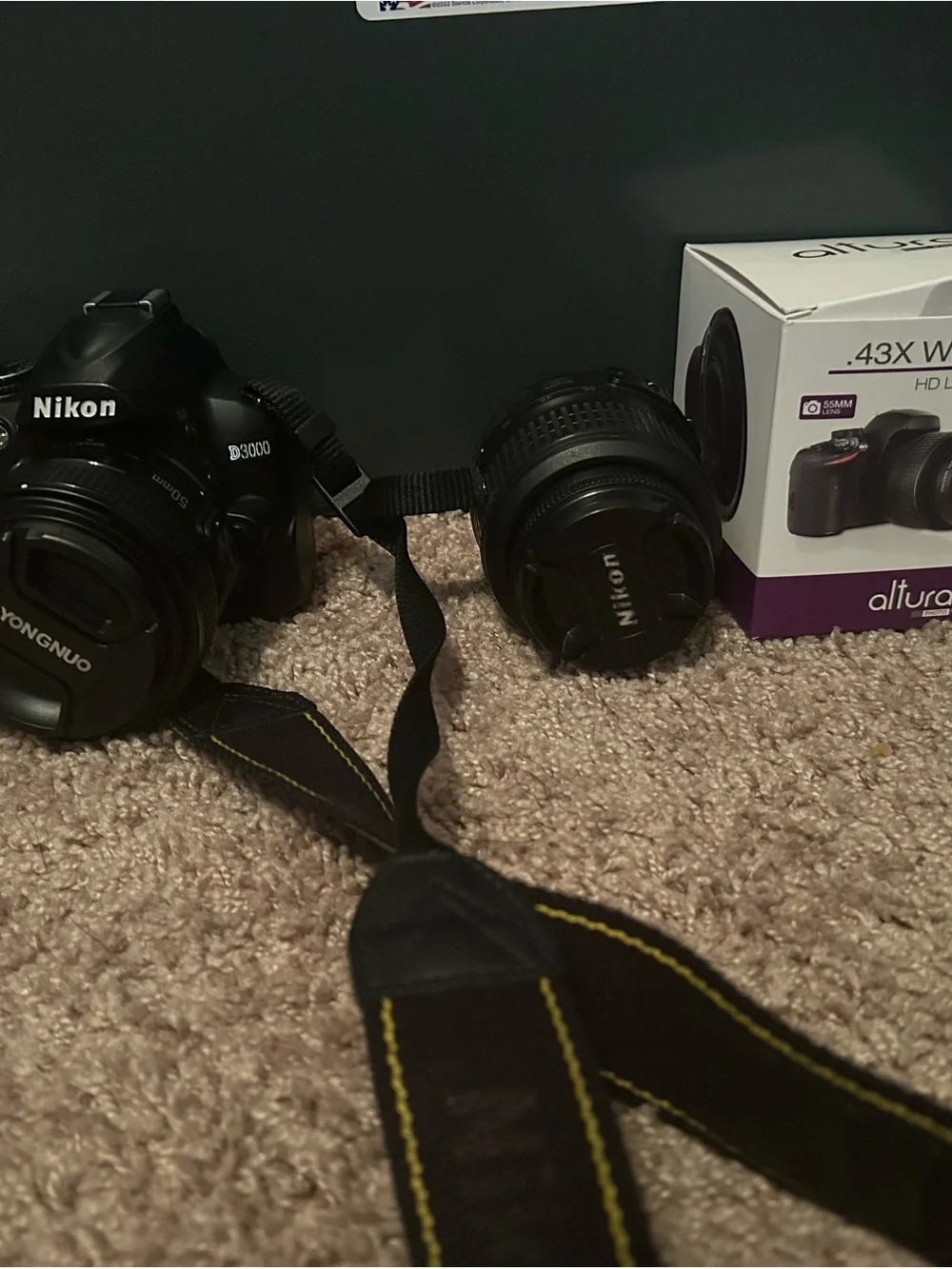 Nikon Black DSLR Body with Black Nikon and Yongnuo Lenses