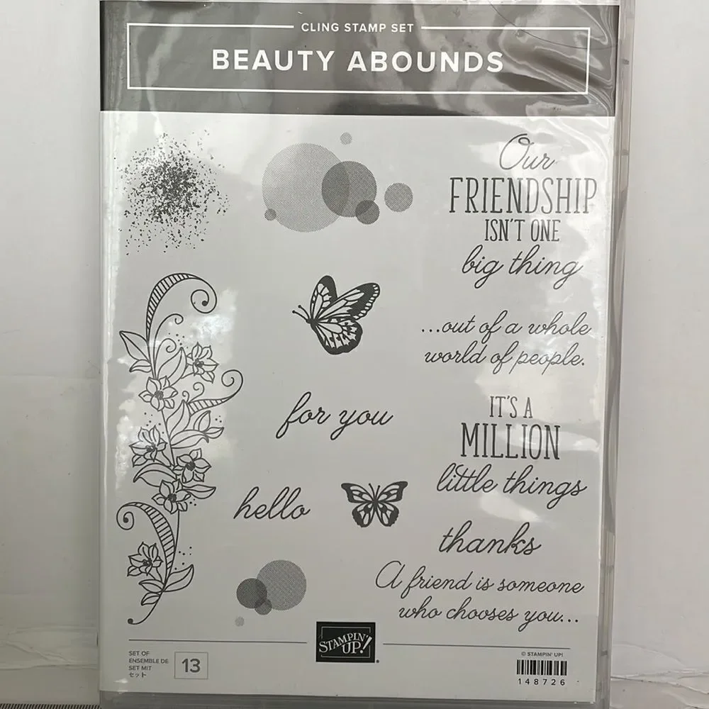 STAMPIN’‎ UP CLING STAMP SET, 2 sets, SENDING YOU THOUGHTS and BEAUTY ABOUNDS