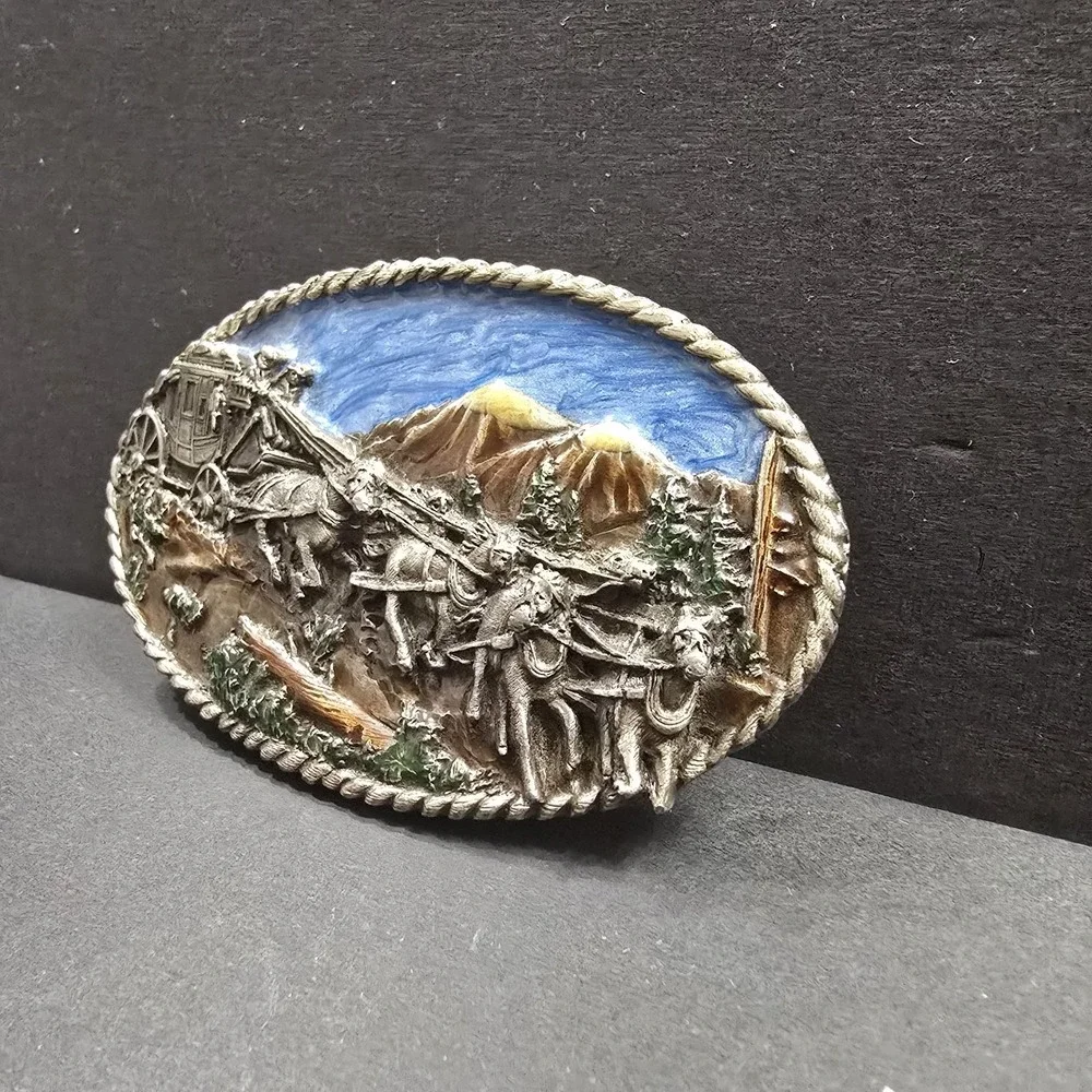 Siskiyou Buckle Co Vintage 1983‎ Stagecouch Williams Oregon Belt Buckle