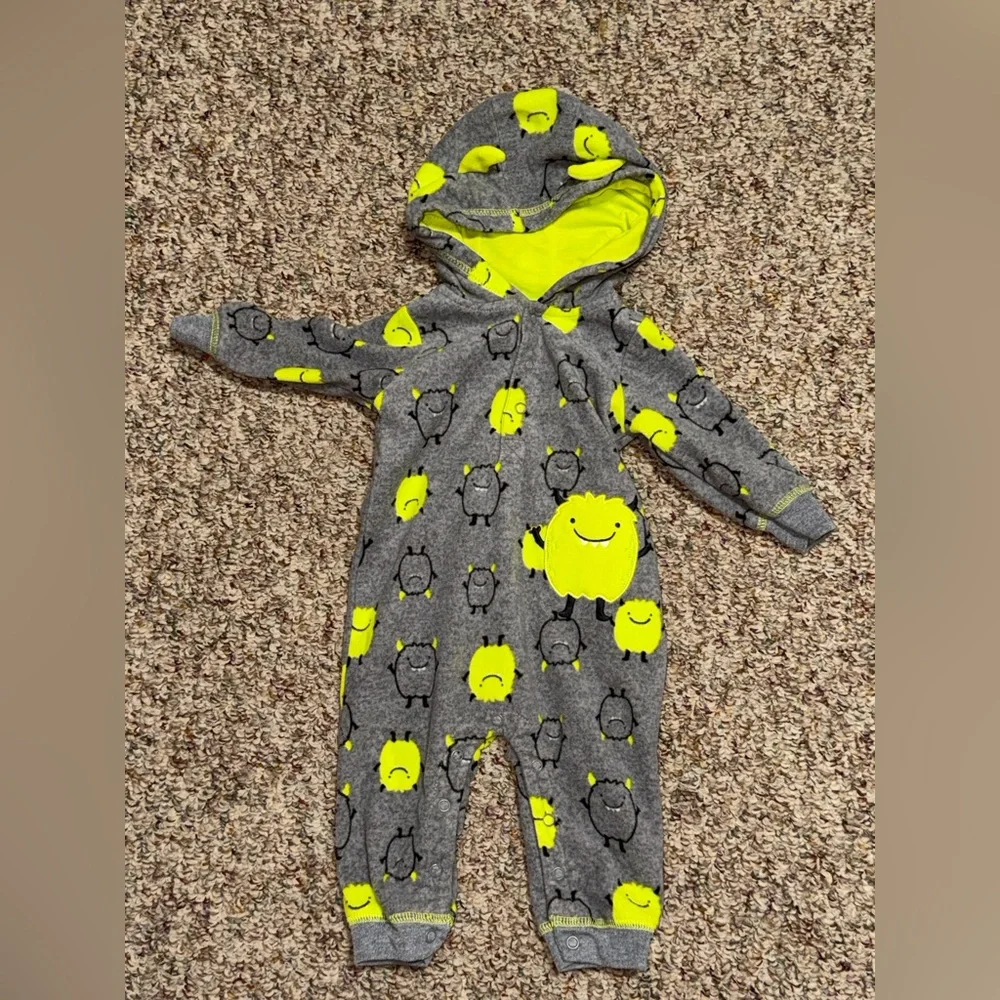 Boys 6 month Carter's Gray and Yellow Monster Footie‎ pajamas