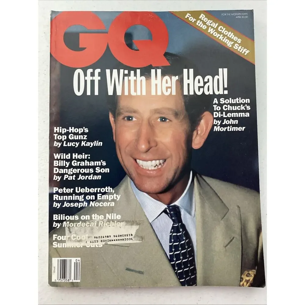 Vintage GQ Magazine April 1993 Prince Charles “Di-Lemma” Ads‎ Mens Cologne