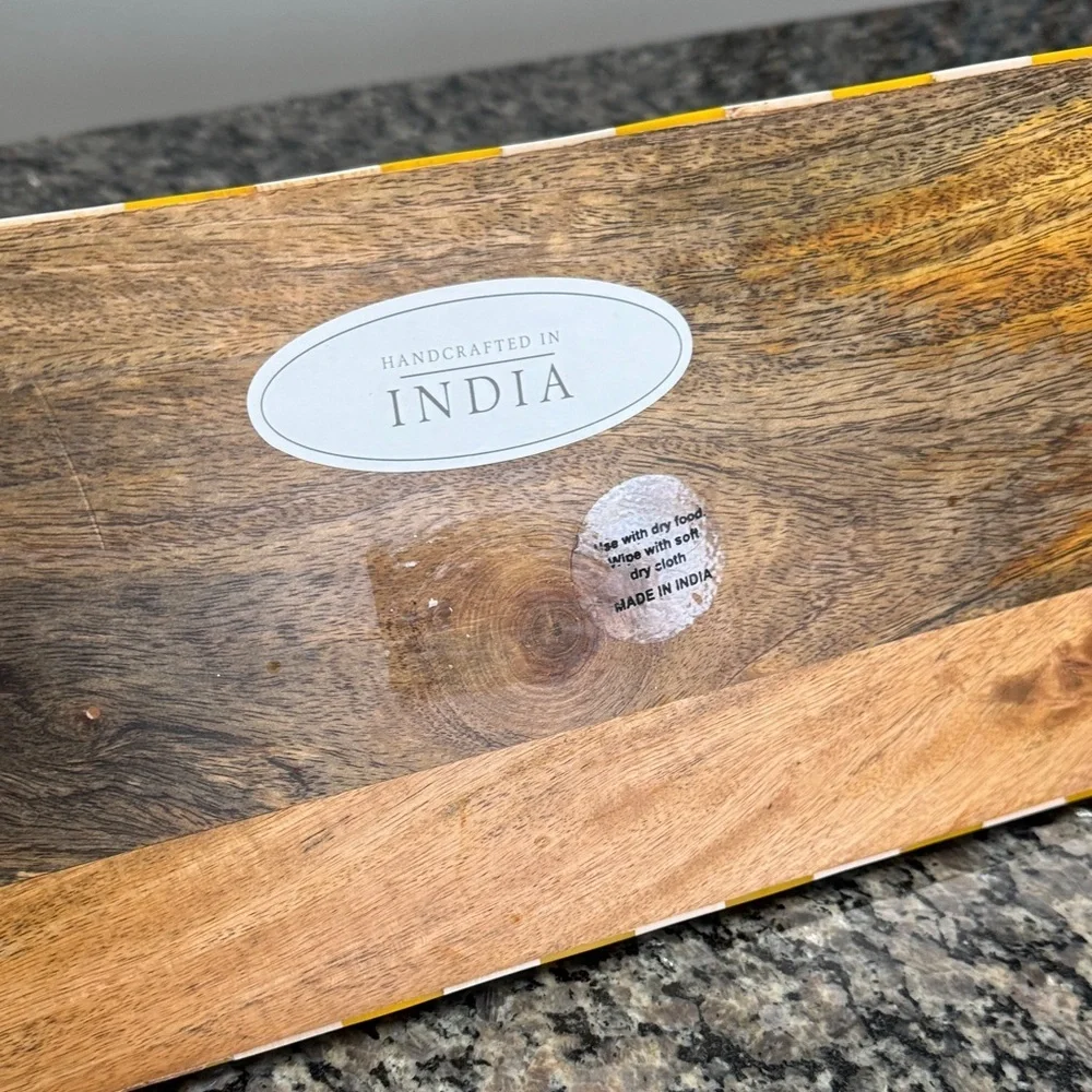 Striped yellow Wooden serving Tray