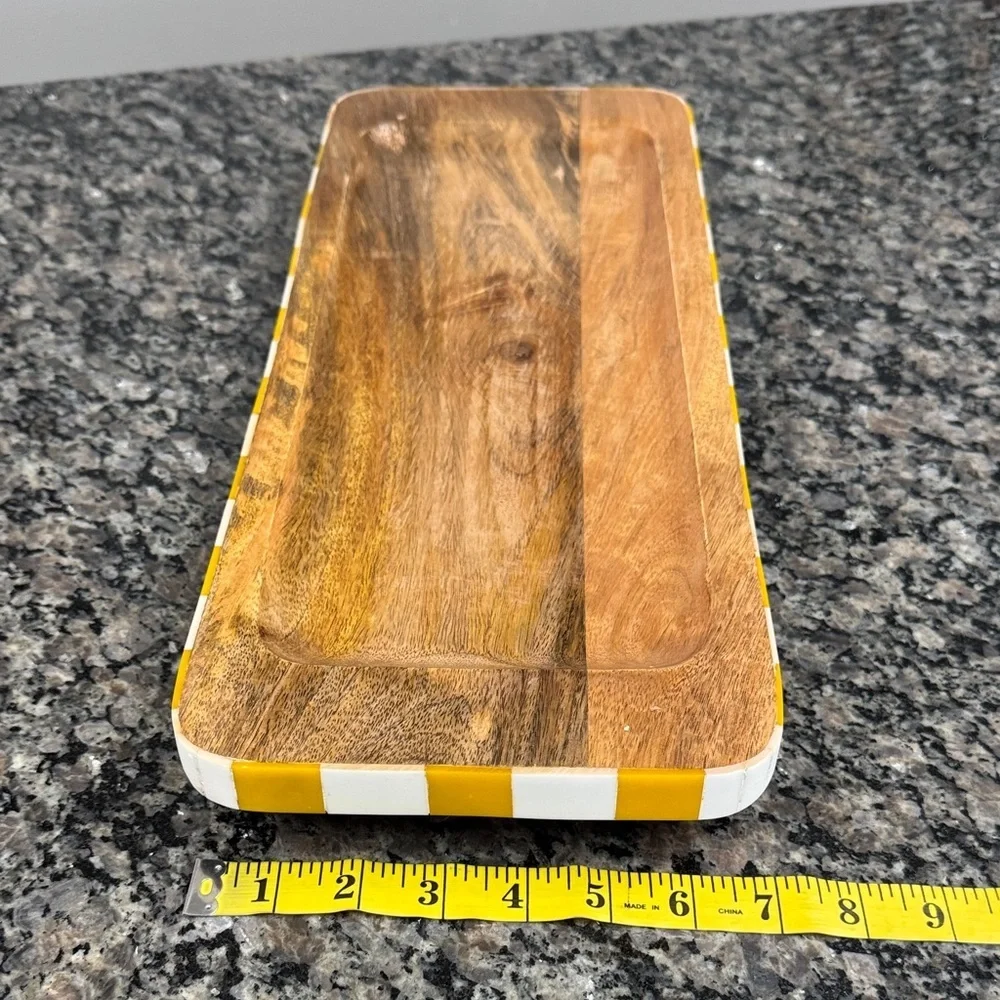 Striped yellow Wooden serving Tray