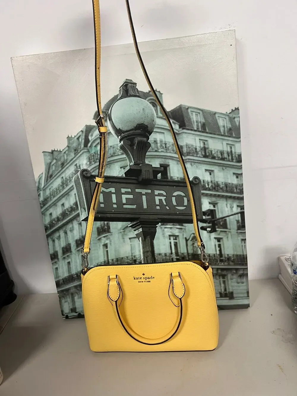 Kate Spade WKR00438 Small Dome Satchel, Daybreak Yellow Leather Crossbody Bag