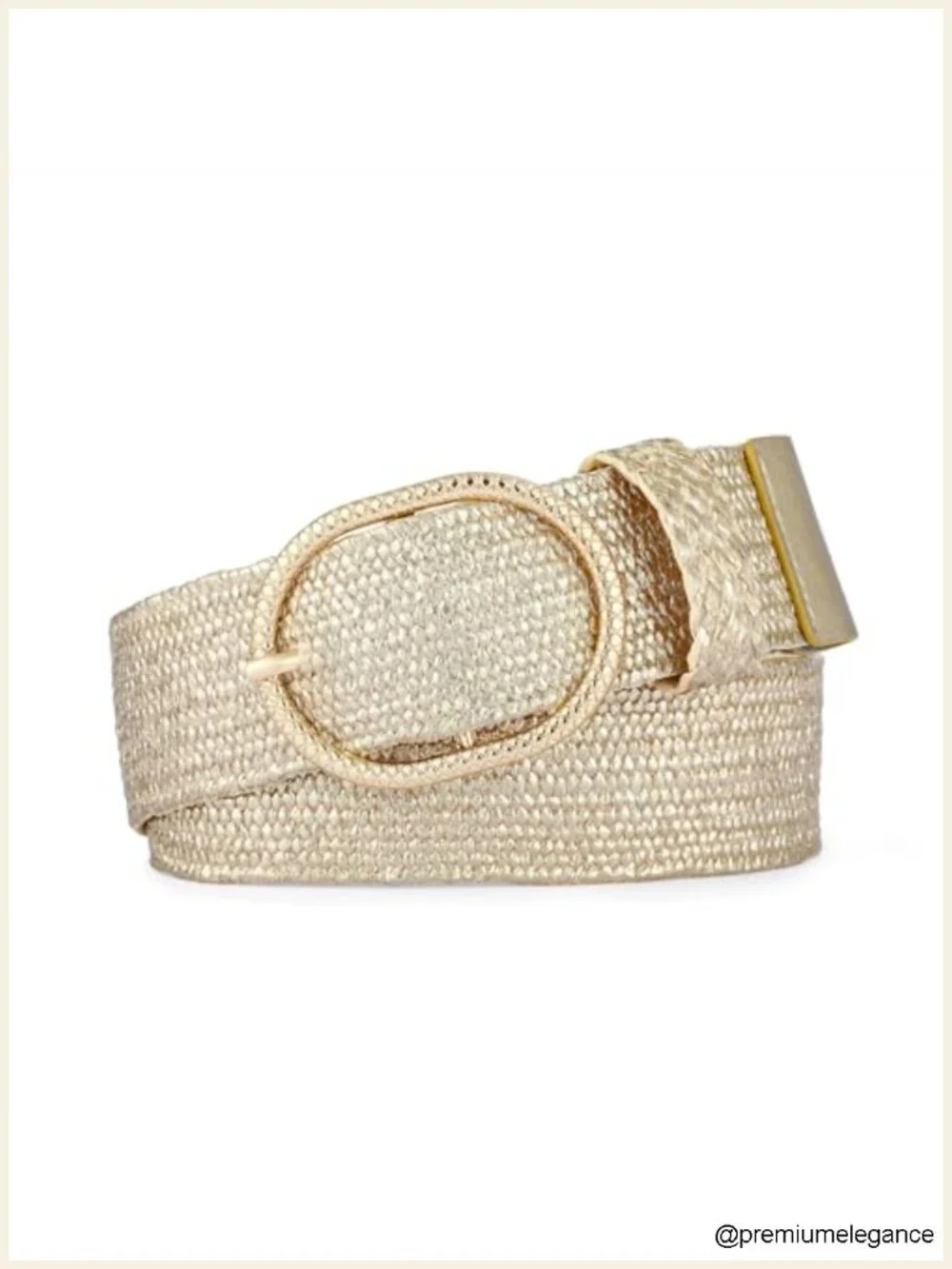 Straw Woven Stretchy Belt with Oval Buckle for Dresses