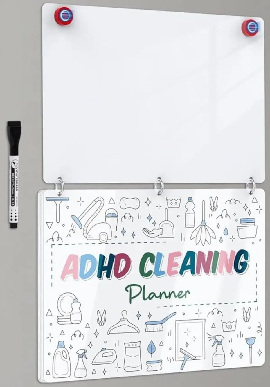 ADHD Magnetic Dry Erase Cleaning Planner Checklist NIP