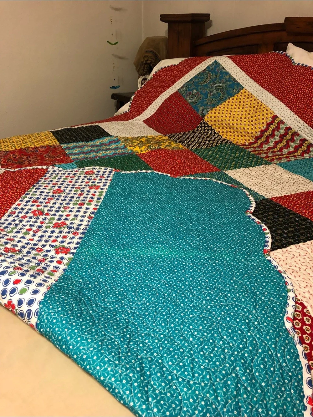 HAND PIECED  - ONE OF A KIND  Multicolor Patchwork Quilt