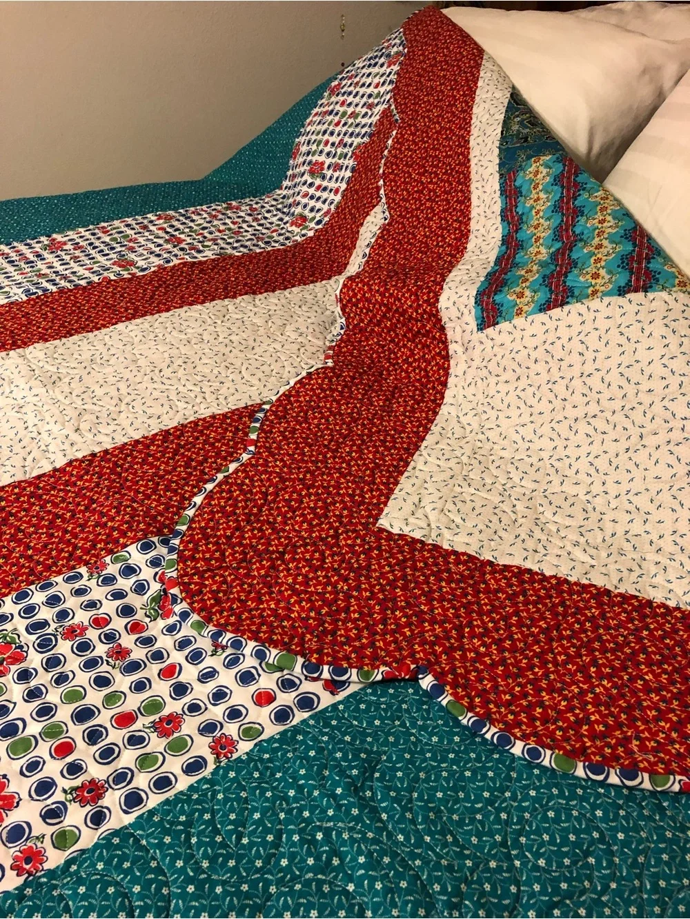 HAND PIECED  - ONE OF A KIND  Multicolor Patchwork Quilt