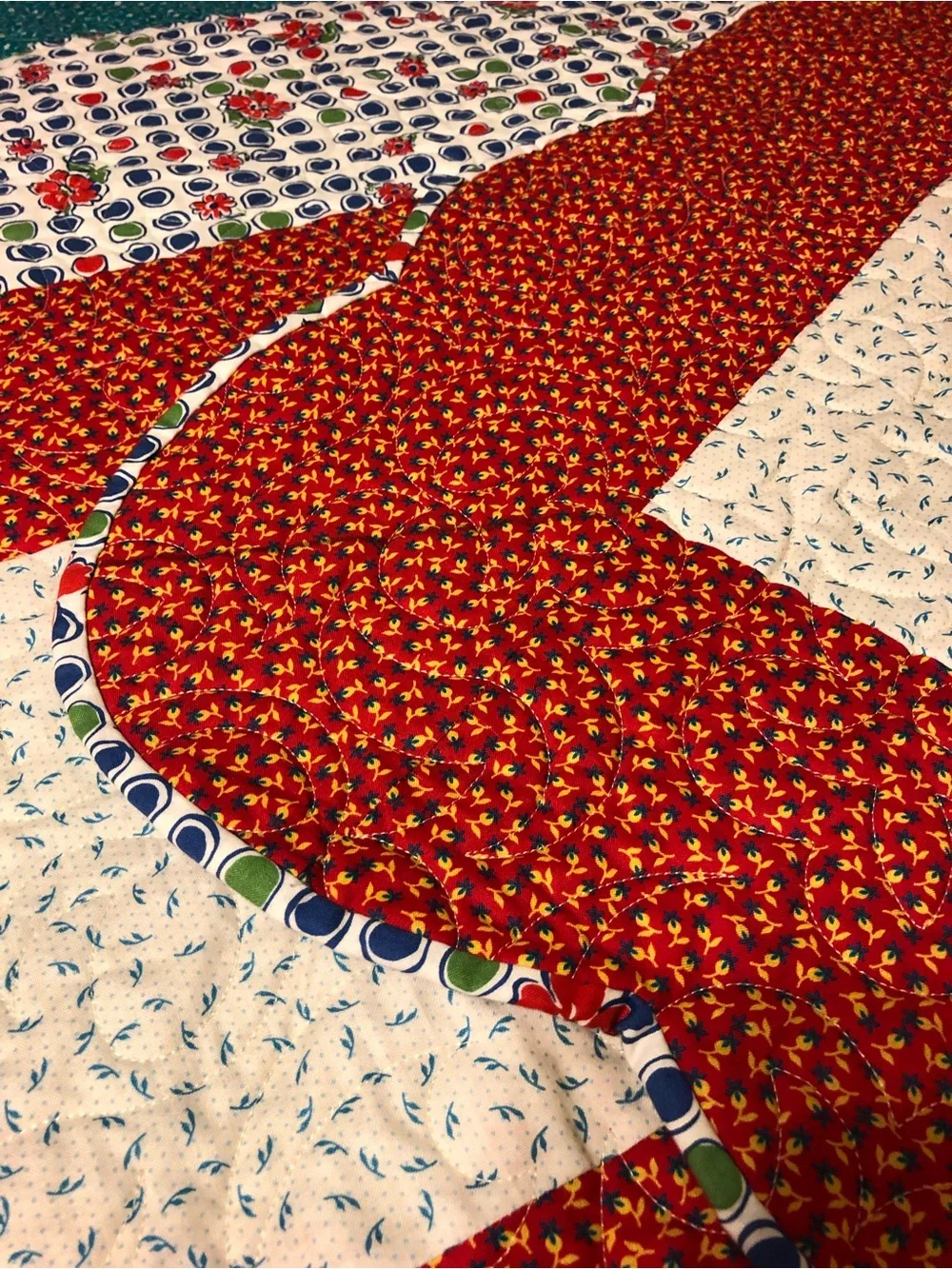 HAND PIECED  - ONE OF A KIND  Multicolor Patchwork Quilt