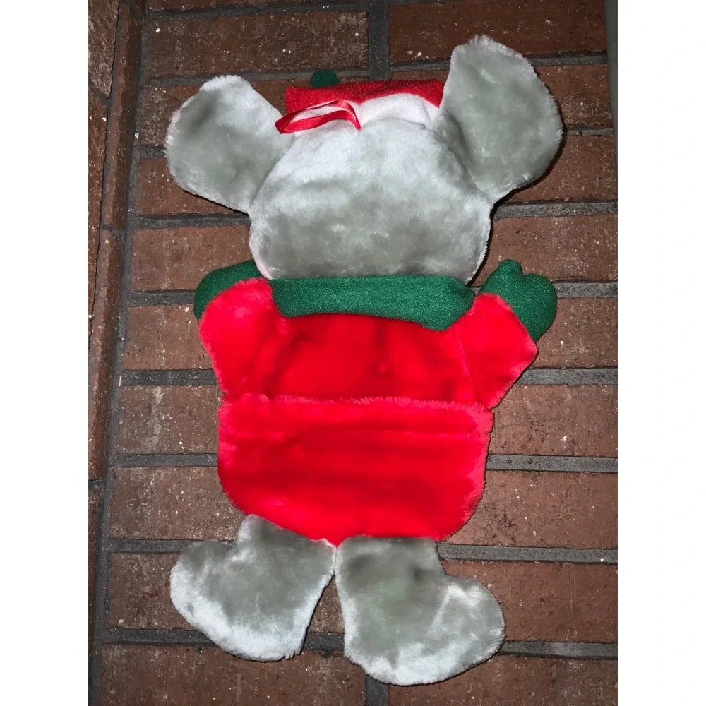 Vintage Christmas‎ Mouse Plush Red Santa Suit Stocking 16