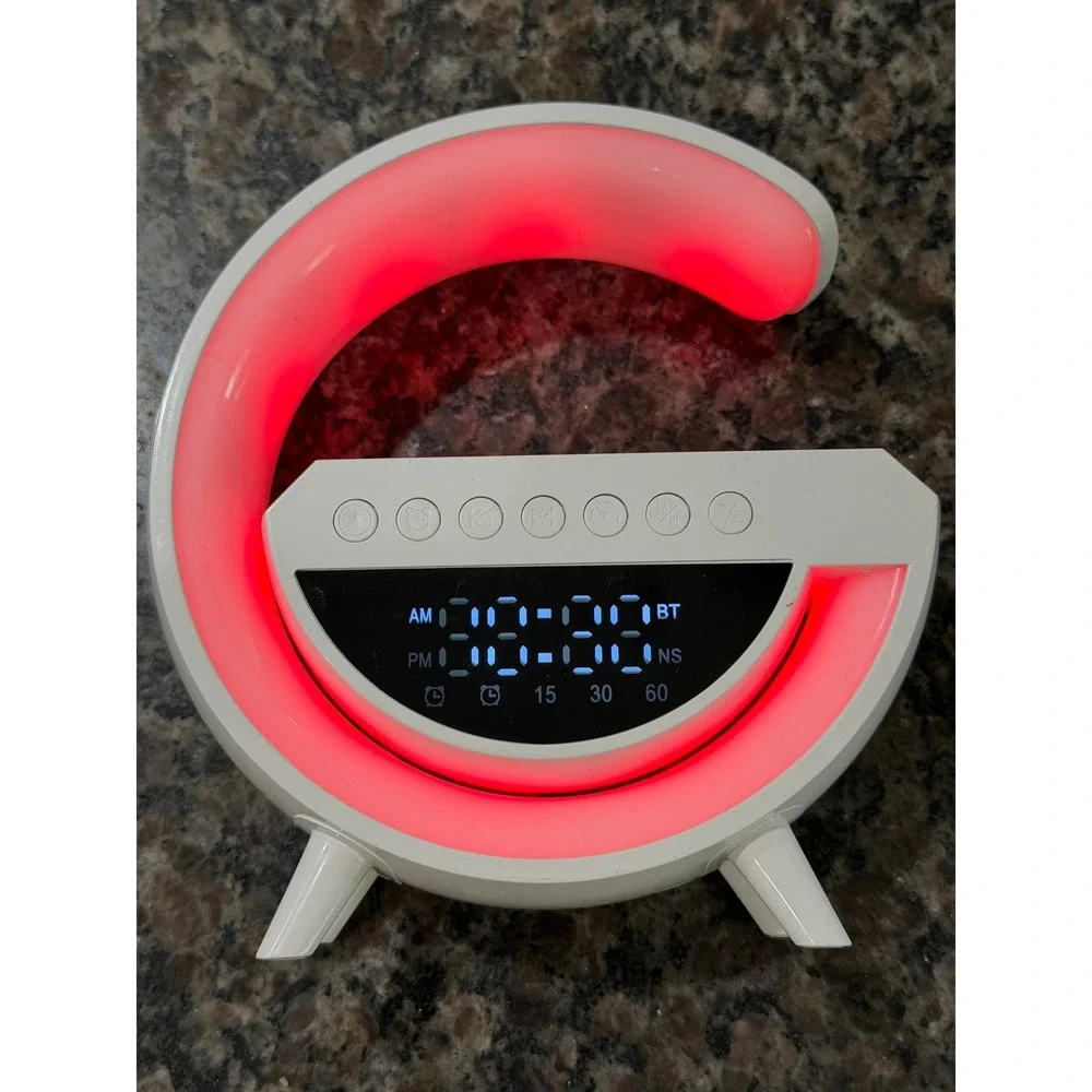 G-Shape LED Smart Atmosphere Lamp Bluetooth‎ Speaker Alarm Clock RGB Light White