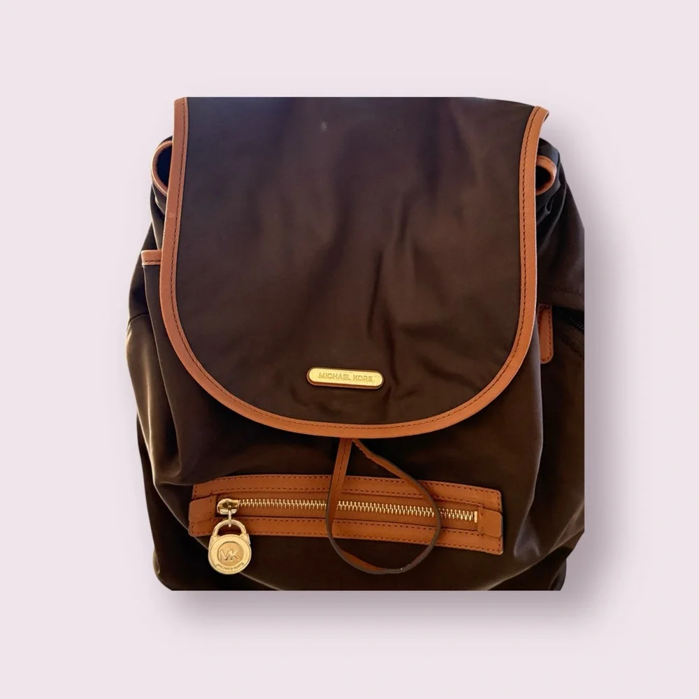 Michael Kors Dark Brown‎ Backpack with Tan Trim