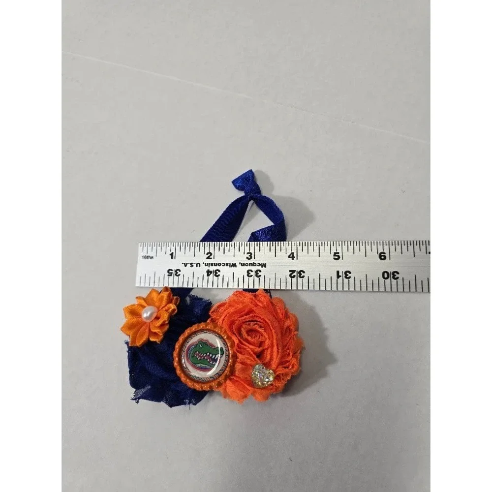 Handmade Florida Gators Headband Infant OS Blue Orange Excellent‎ Rosette Logo