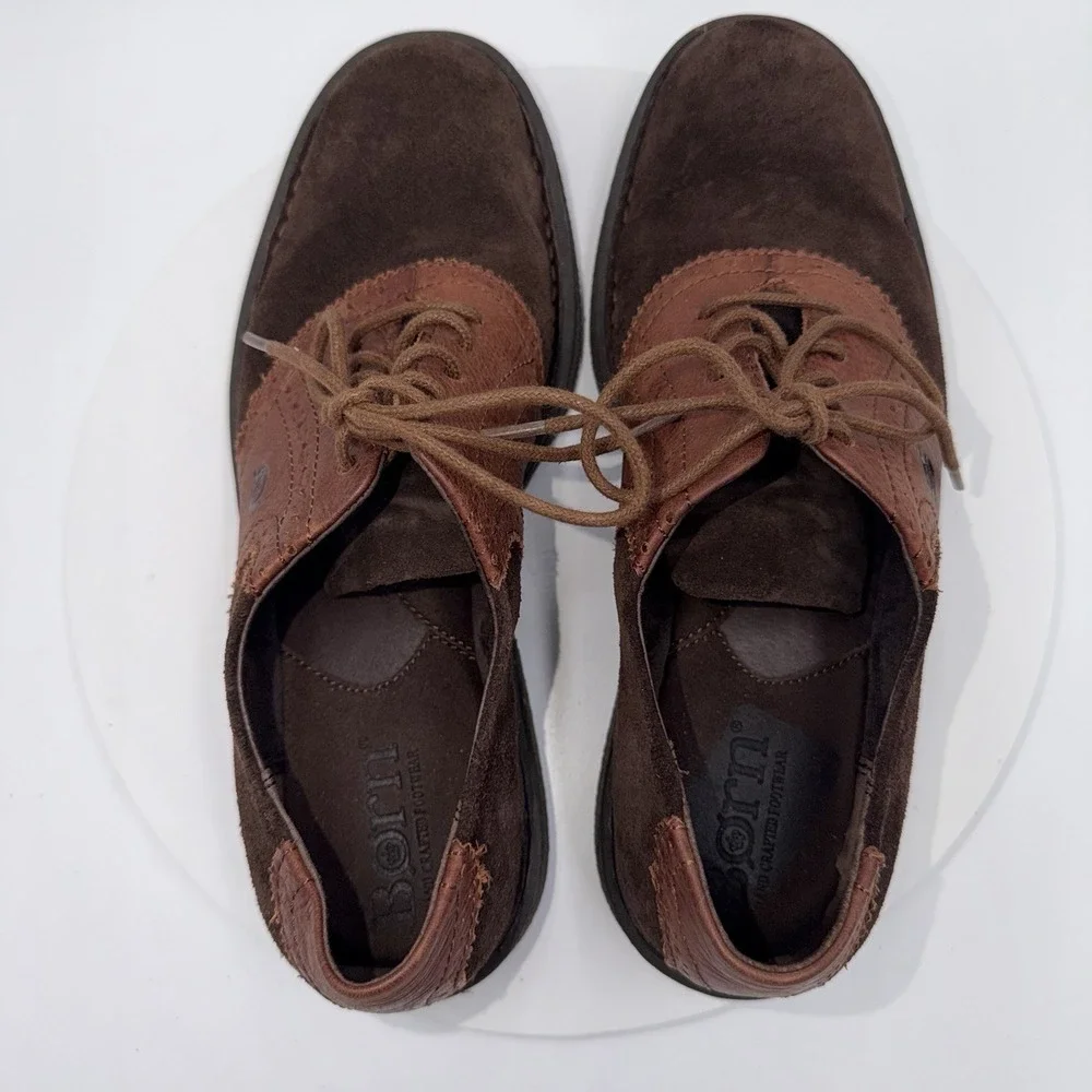 Born Two Tone Brown Suede Perforated Oxford‎ Dress Shoes Men's Size 10
