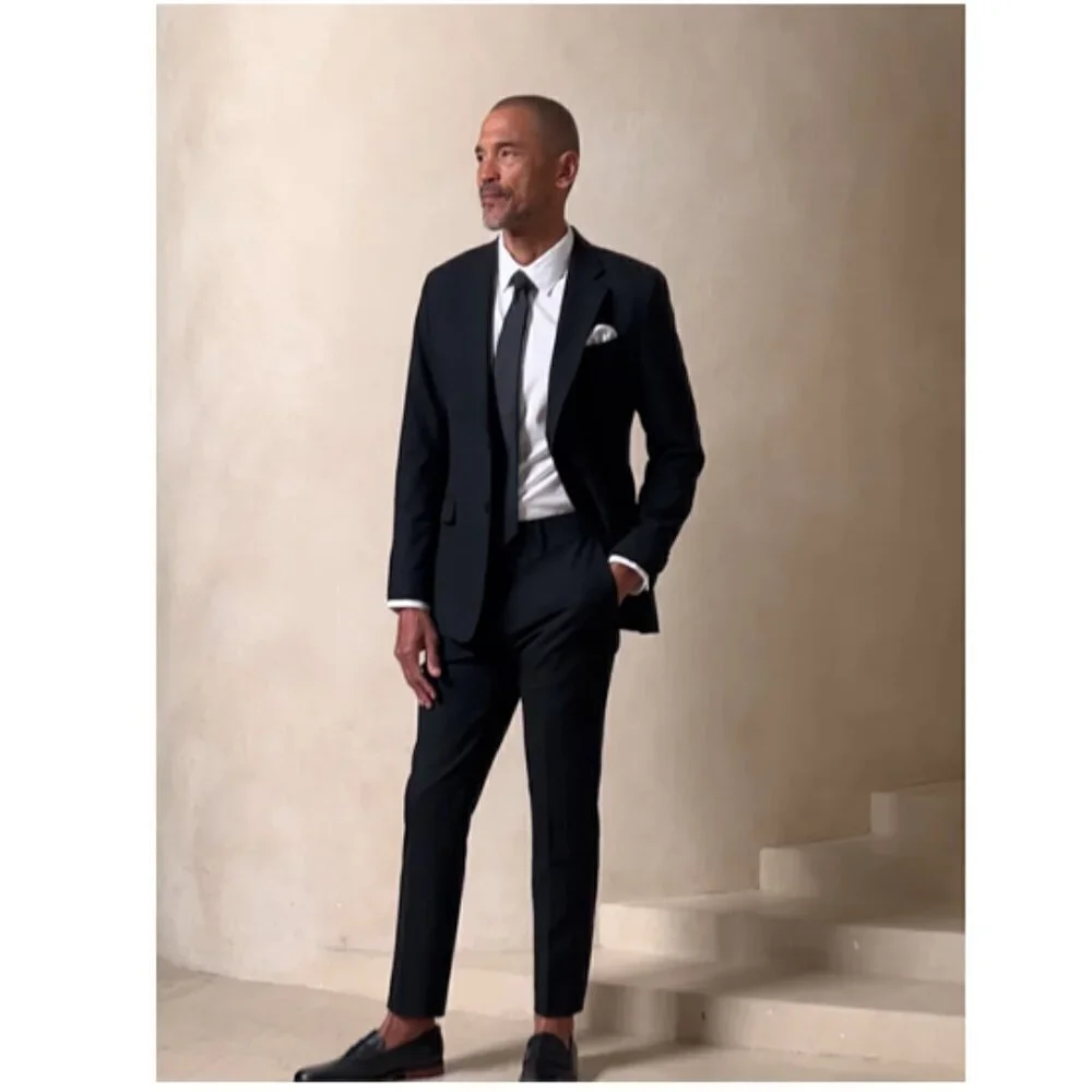 Banana Republic Modern Classic Plain Weave Suit Trouser Pants Black 38 x 36 NWT