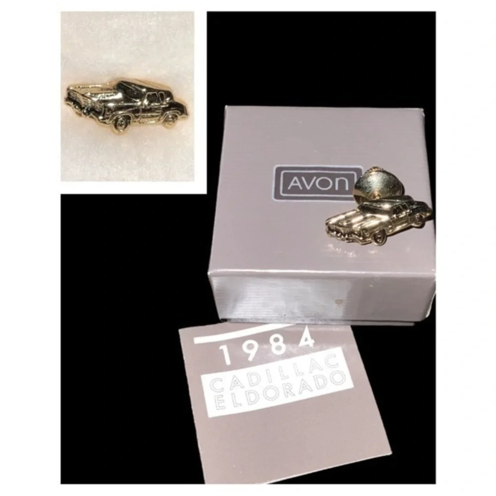 Avon 1984 Gold Cadillac Eldorado Car Tie Tack Lapel Pin New In Box