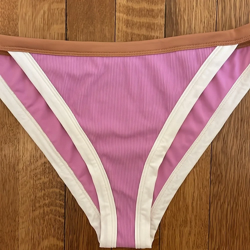 l*space Classic Swim Bottom Rosebud‎ Cream Putty XL Ribbed Vacay NWT $79