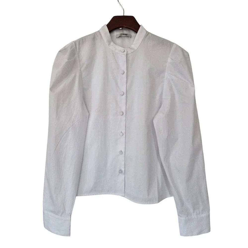 Madewell Puff‎ Sleeve Button Up Shirt Women M White NWOT $88 NW627