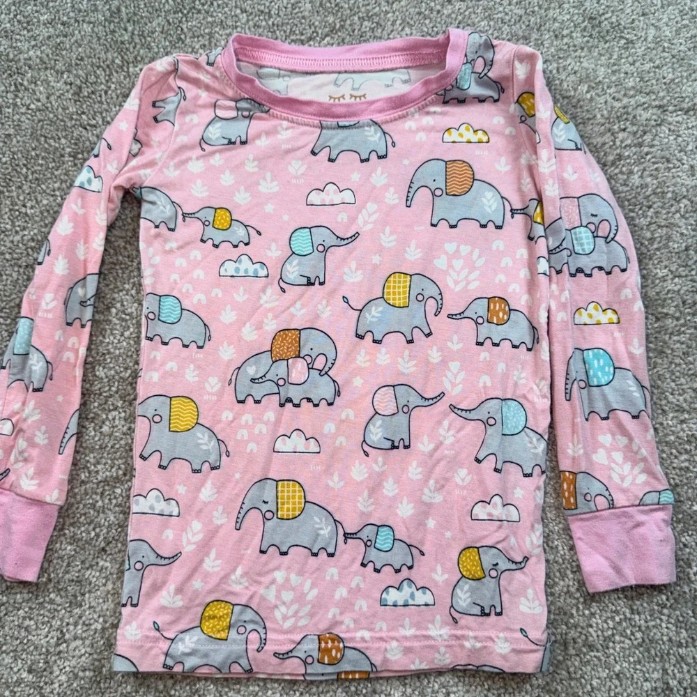 Little Sleepies Pink Elephant‎ Bamboo Viscose Pajama Top 18-24 Months
