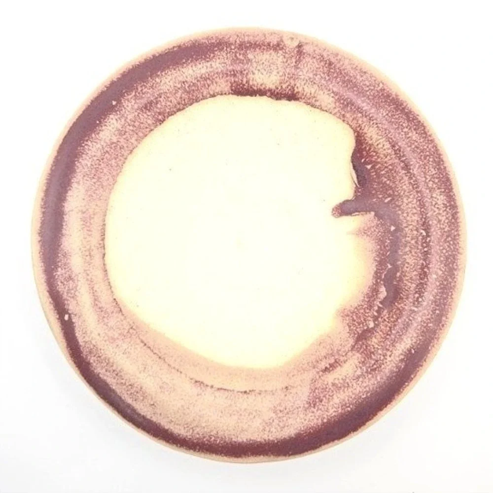 Handmade Ceramic Plate Dish Bowl Rustic Burgundy Cream Glaze Artisan Pottery MMM
