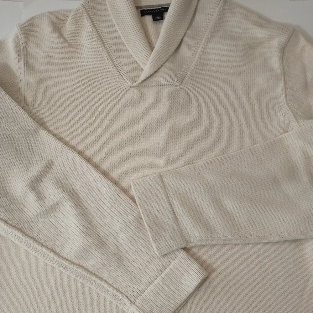 Banana‎ Republic Men's Large Beige V-neck Sweater, 100% Cotton