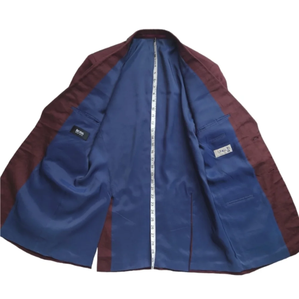 BOSS HUGO BOSS Linen Jacket Blazer Burgundy Wine size IT 48