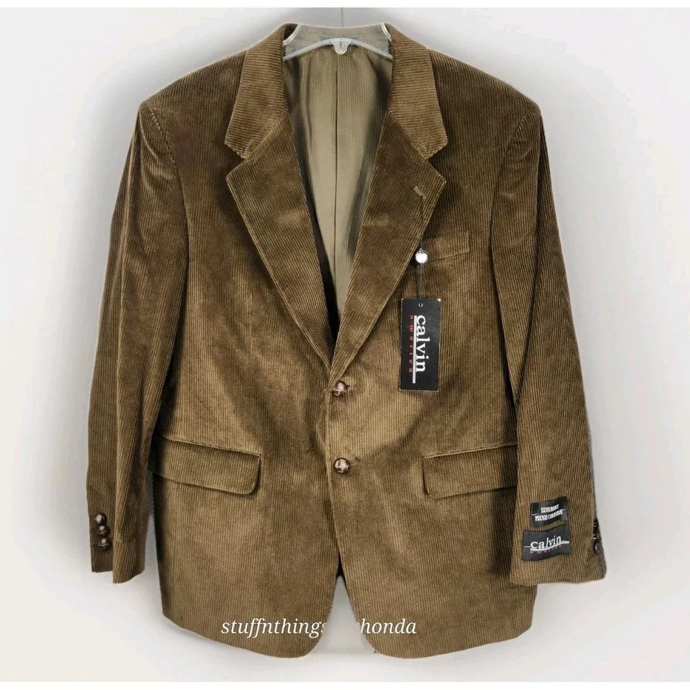 Vintage New With Tags Calvin‎ America Men's Brown Corduroy Blazer Sport Coat 40S