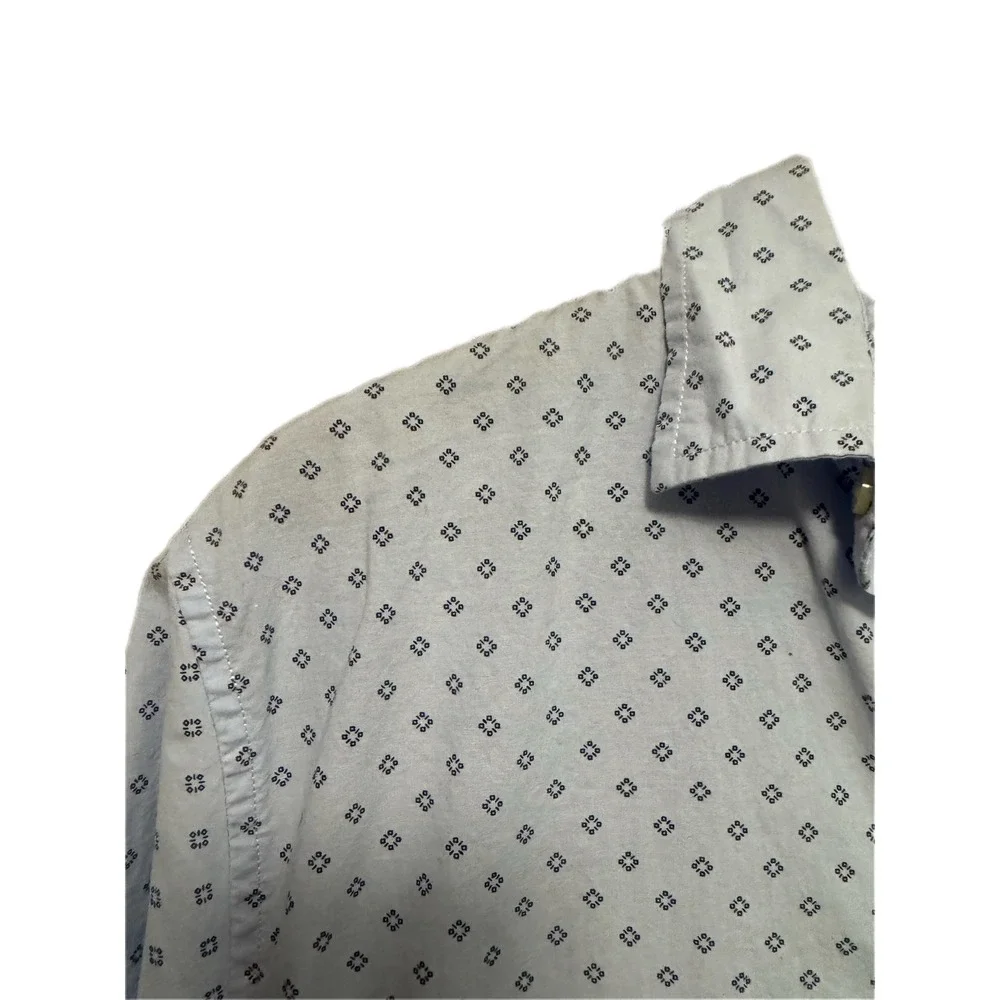 Banana‎ Republic Button Down Shirt Mens M Blue Excellent Geometric Short Sleeve